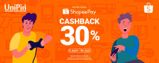 #CashlessPakaiShopeePay dan dapatkan CASHBACK 30% hanya di UniPin